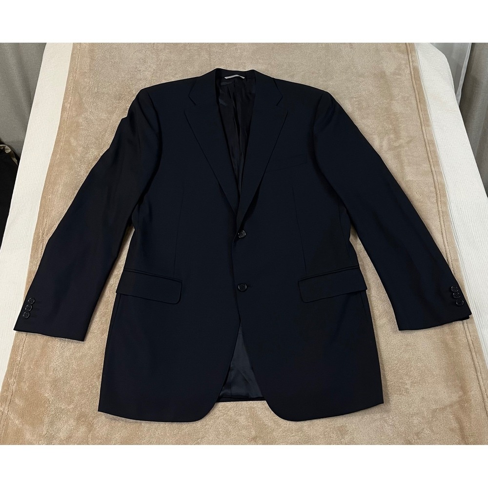 Canali Travel Wool Blazer Men's 56L US 46L Black Sport Coat Water Resistant EUC